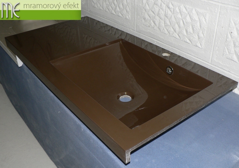 Waschtisch nach Mass mit Waschbecken ARCTIC_RAL 8028 - Umyvadlové desky