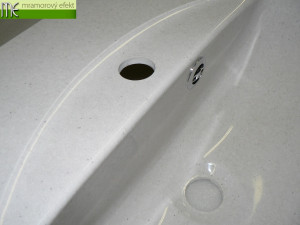 Granite Blizzard in real on our countertop with integrated washbasin