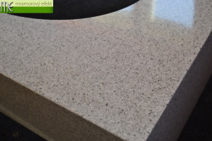 Granite Pewter in real on our countertop with integrated washbasin