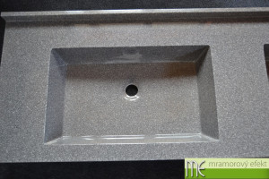 Granite SLATE in real on our countertop with integrated washbasin