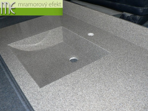Granite TWEED in real on our countertop with integrated washbasin