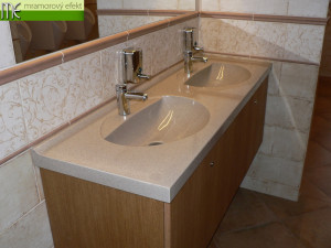 State chateau Sychrov_custom-made countertops with integrated washbasins | granite surface Butterscotch